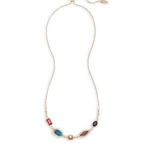 Kendra Scott Gold Necklace with Red, Turquoise, and Purple Stones